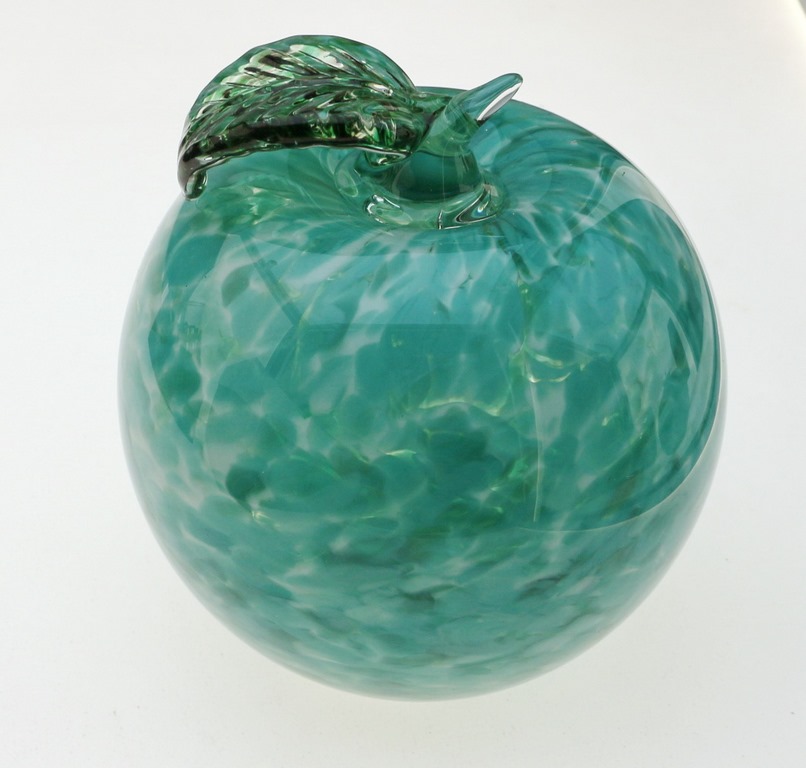 Фигурка стеклянная "Яблоко зеленое (бирюзовое)", 10х13 см,